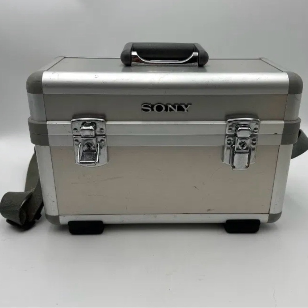 Vintage Sony Hard Case - Padded Aluminum Storage with strap